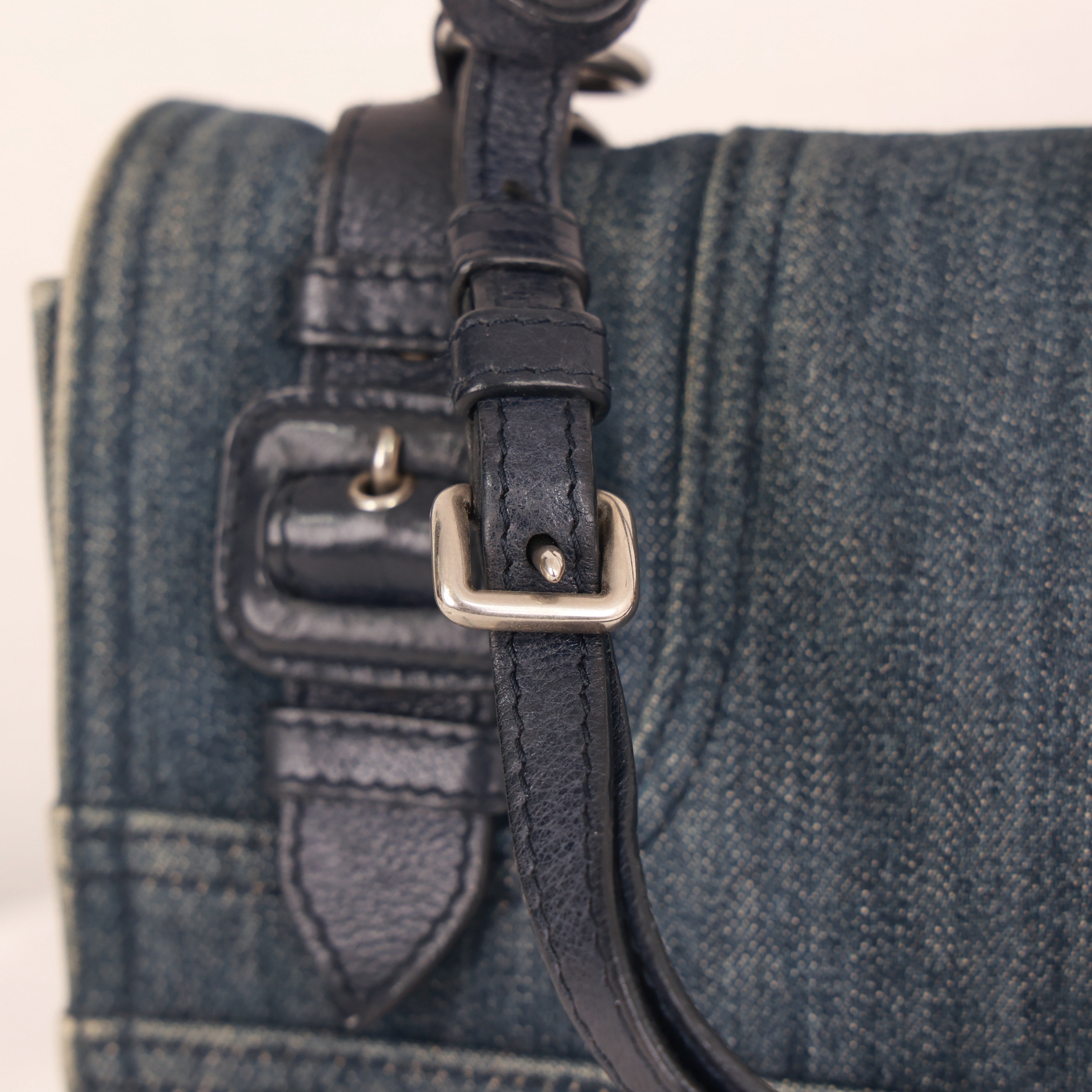 PRADA denim shoulder bag with double straps