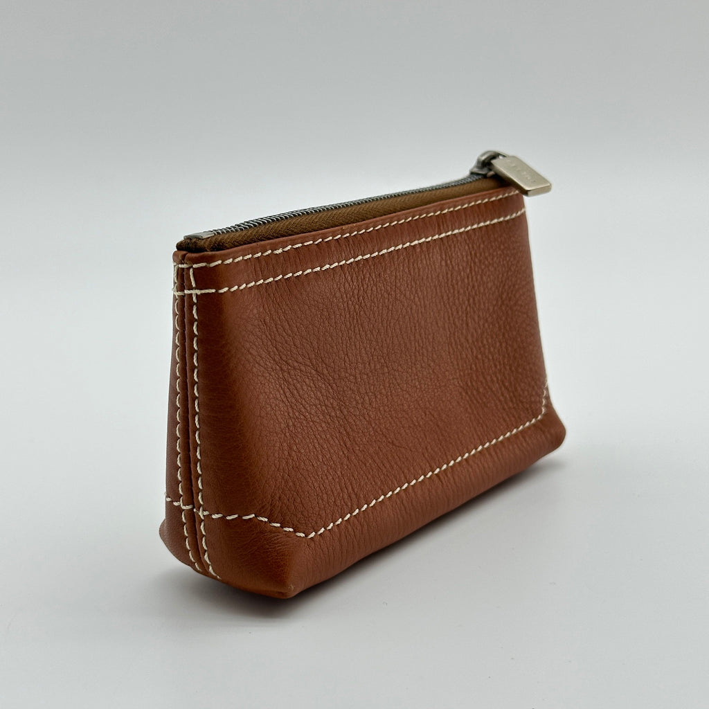 Celine Leather Macadam Logo Brown Coin Case