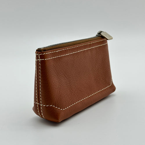 Celine Leather Macadam Logo Brown Coin Case