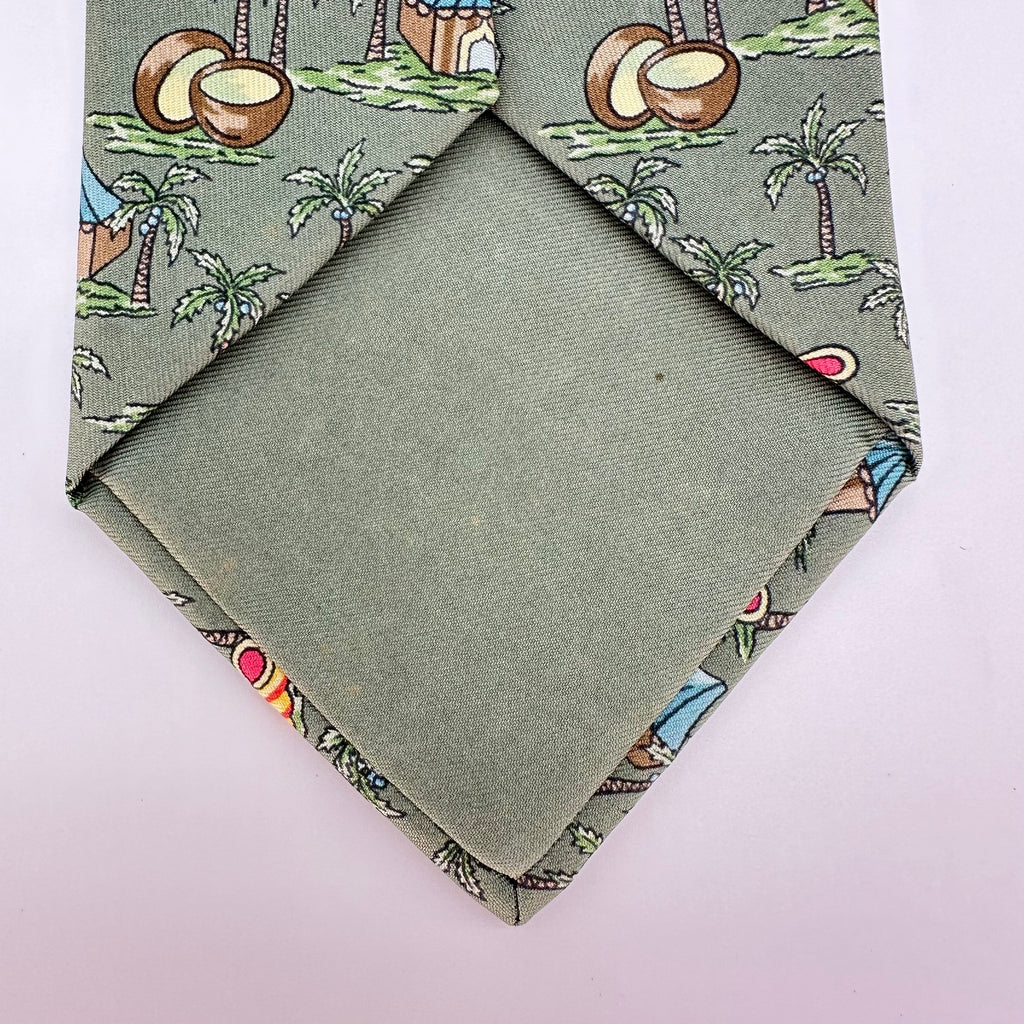 Hermes Coconut Oasis Necktie Green