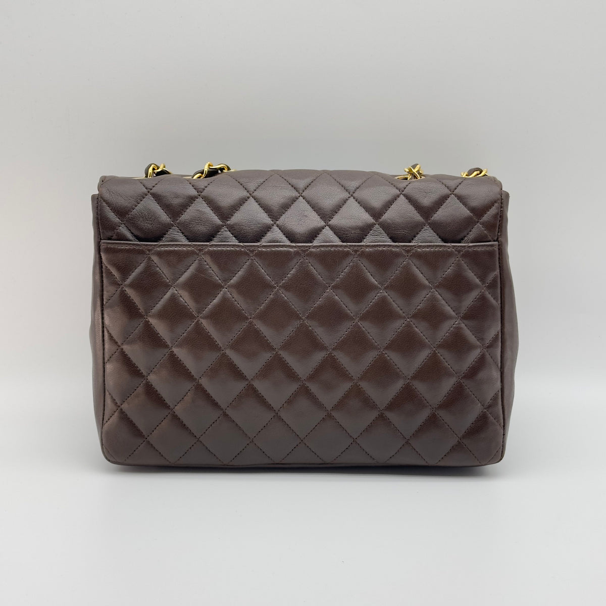 Chanel Quilted Caviar Leather Classic Flap Medium Brown Chain Shoulder Bag