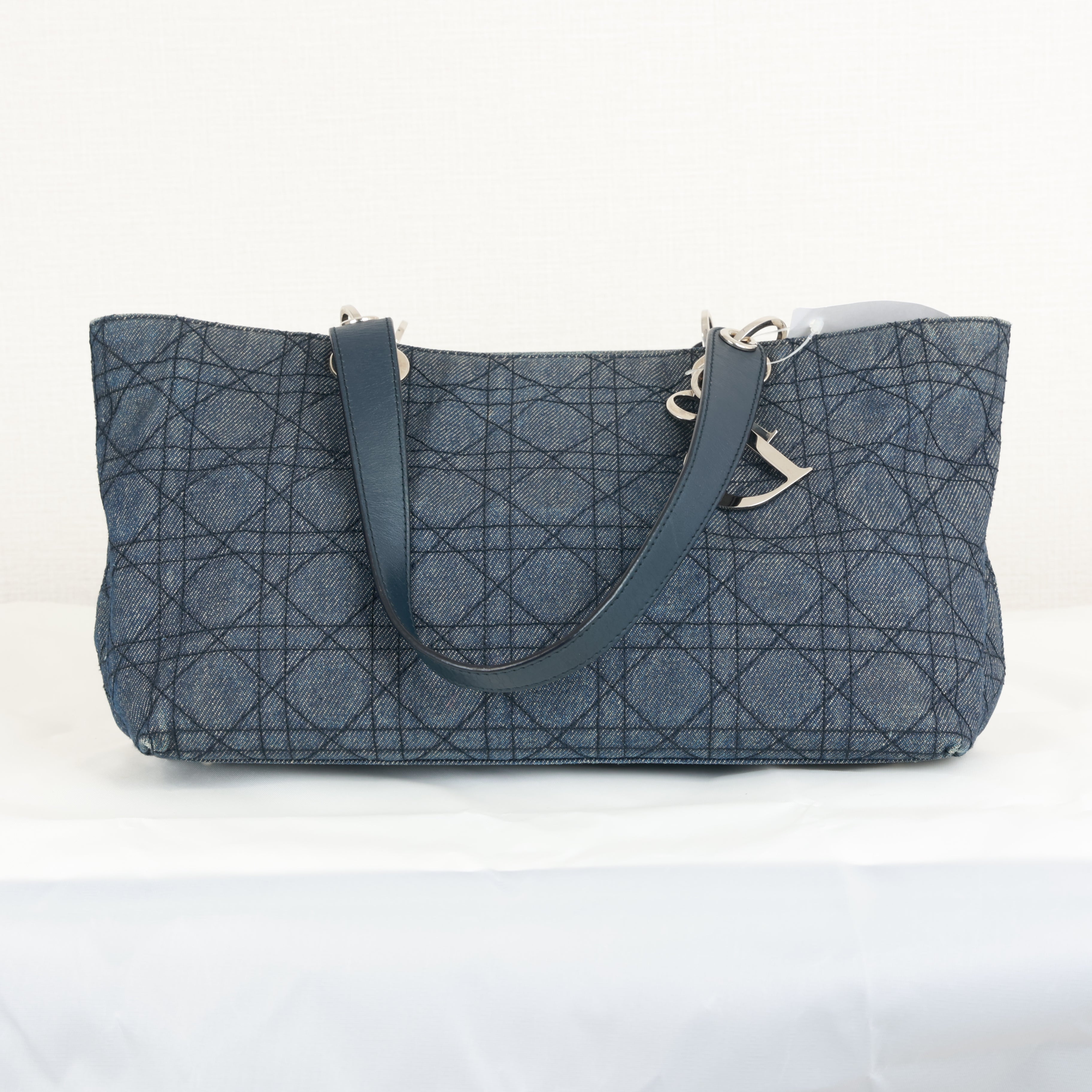 Christian Dior Denim Cannage Tote Bag Shoulder Bag