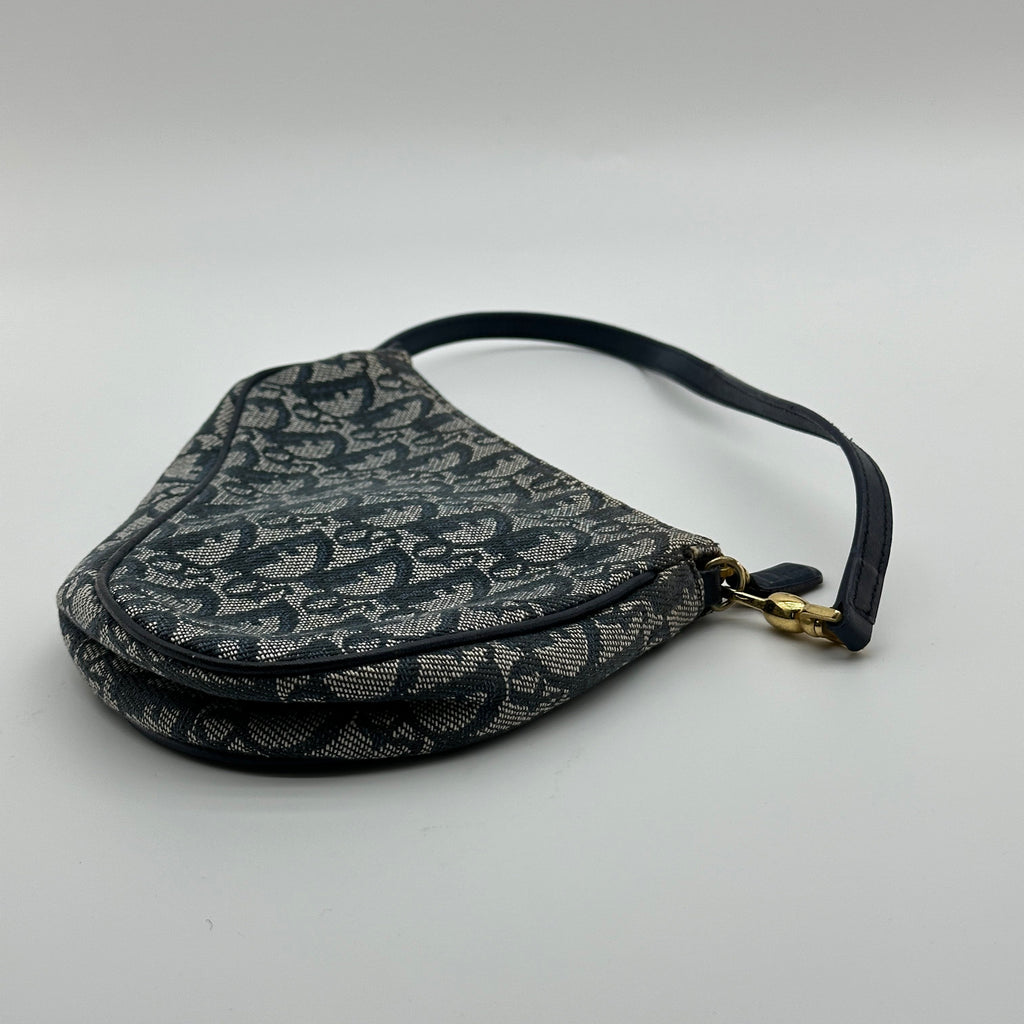 Dior Trotter Canvas Saddle Pouch Navy Shoulder Bag
