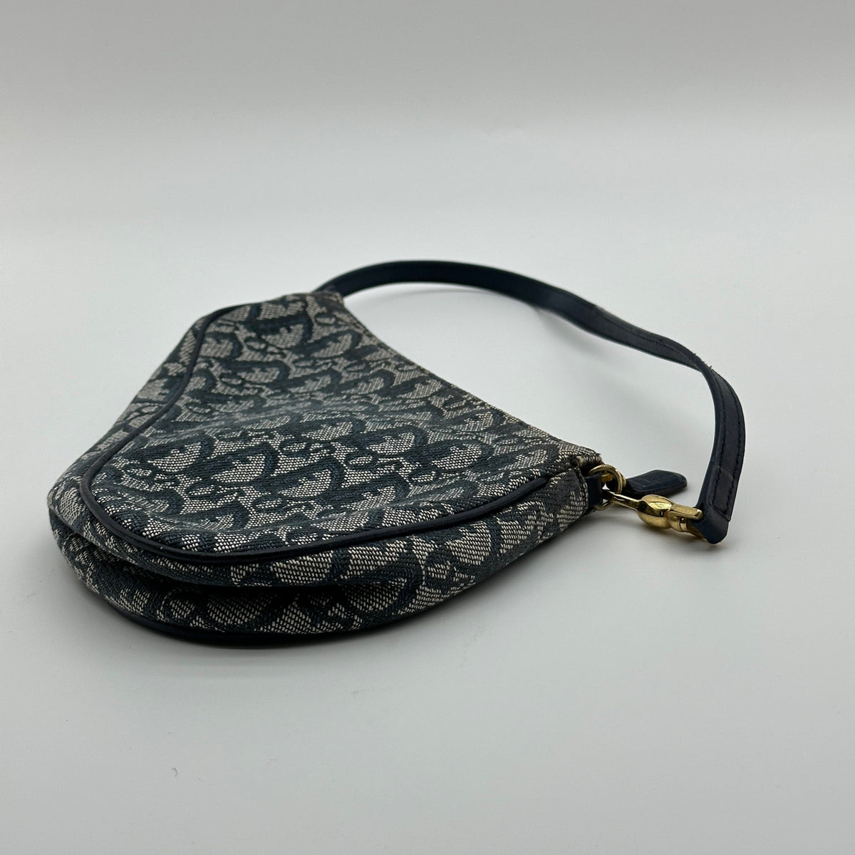 Dior Trotter Canvas Saddle Pouch Navy Shoulder Bag