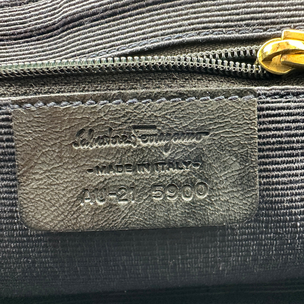 Salvatore Ferragamo gancini shoulder bag canvas beige gold