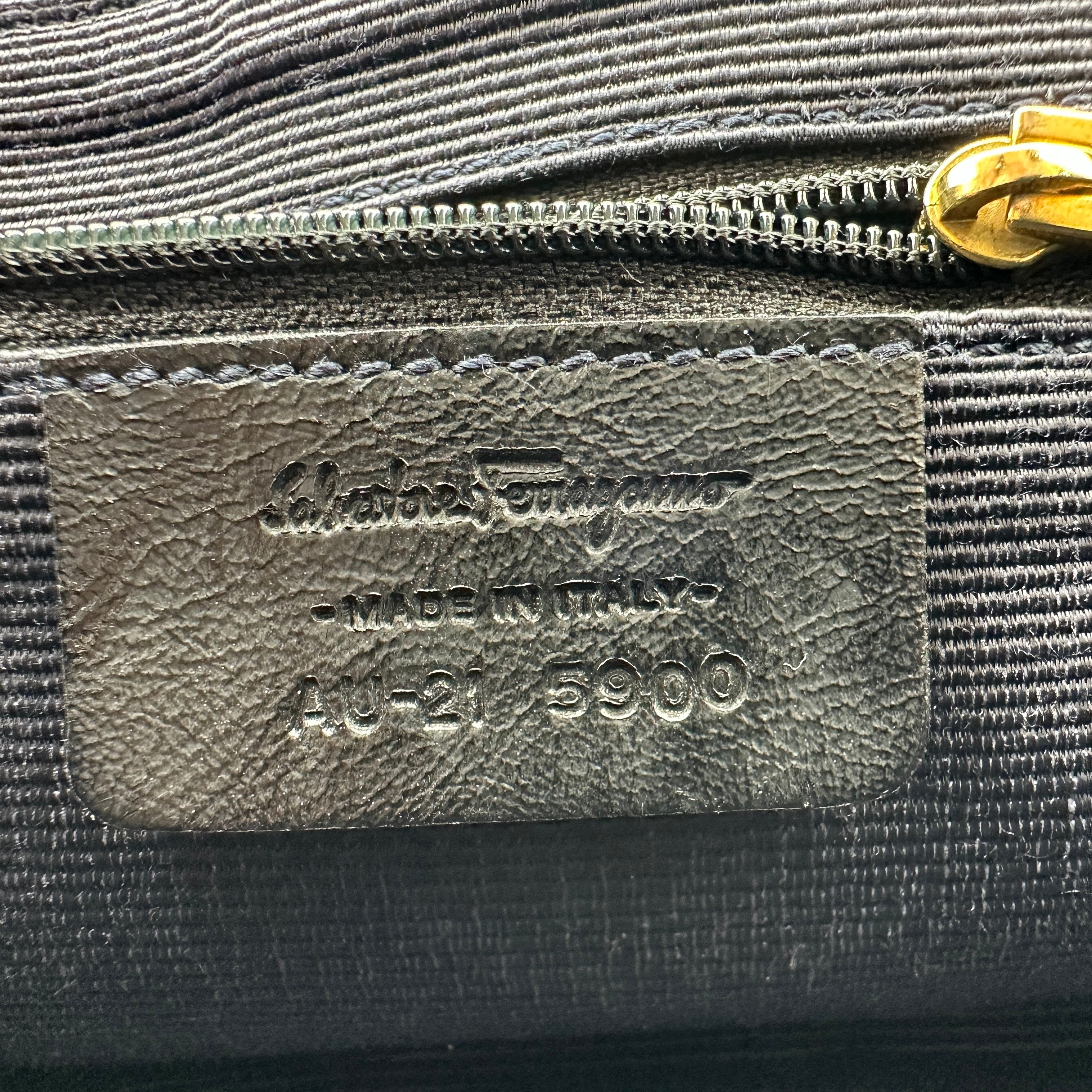 Salvatore Ferragamo gancini shoulder bag canvas beige gold