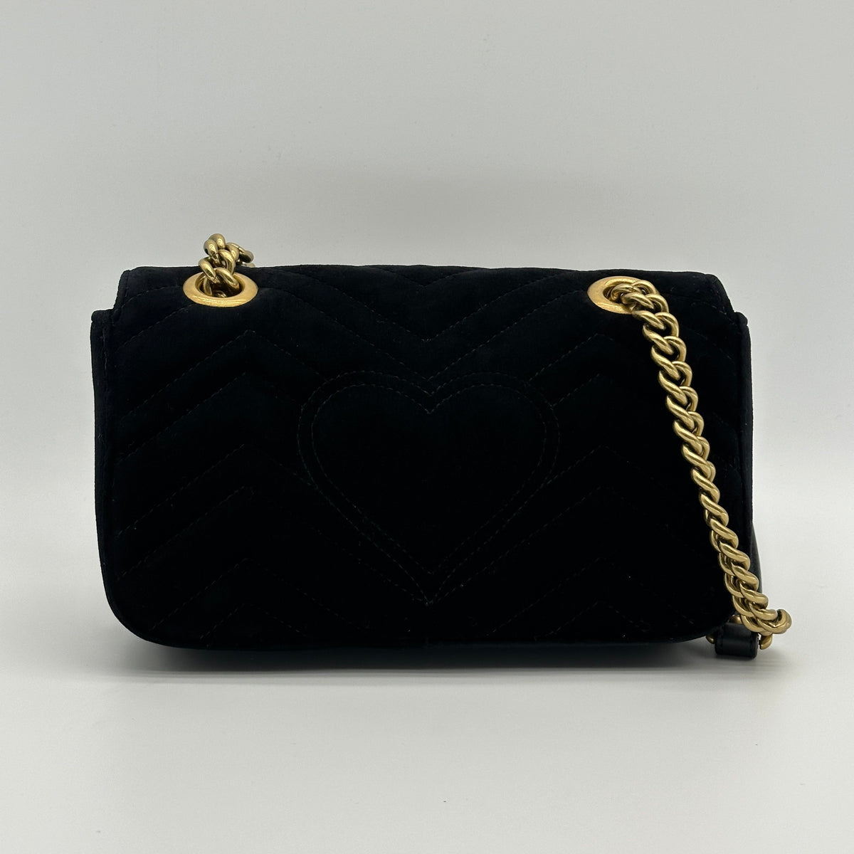 Gucci GG Marmont Floral Embroidered Velvet Black Shoulder Bag