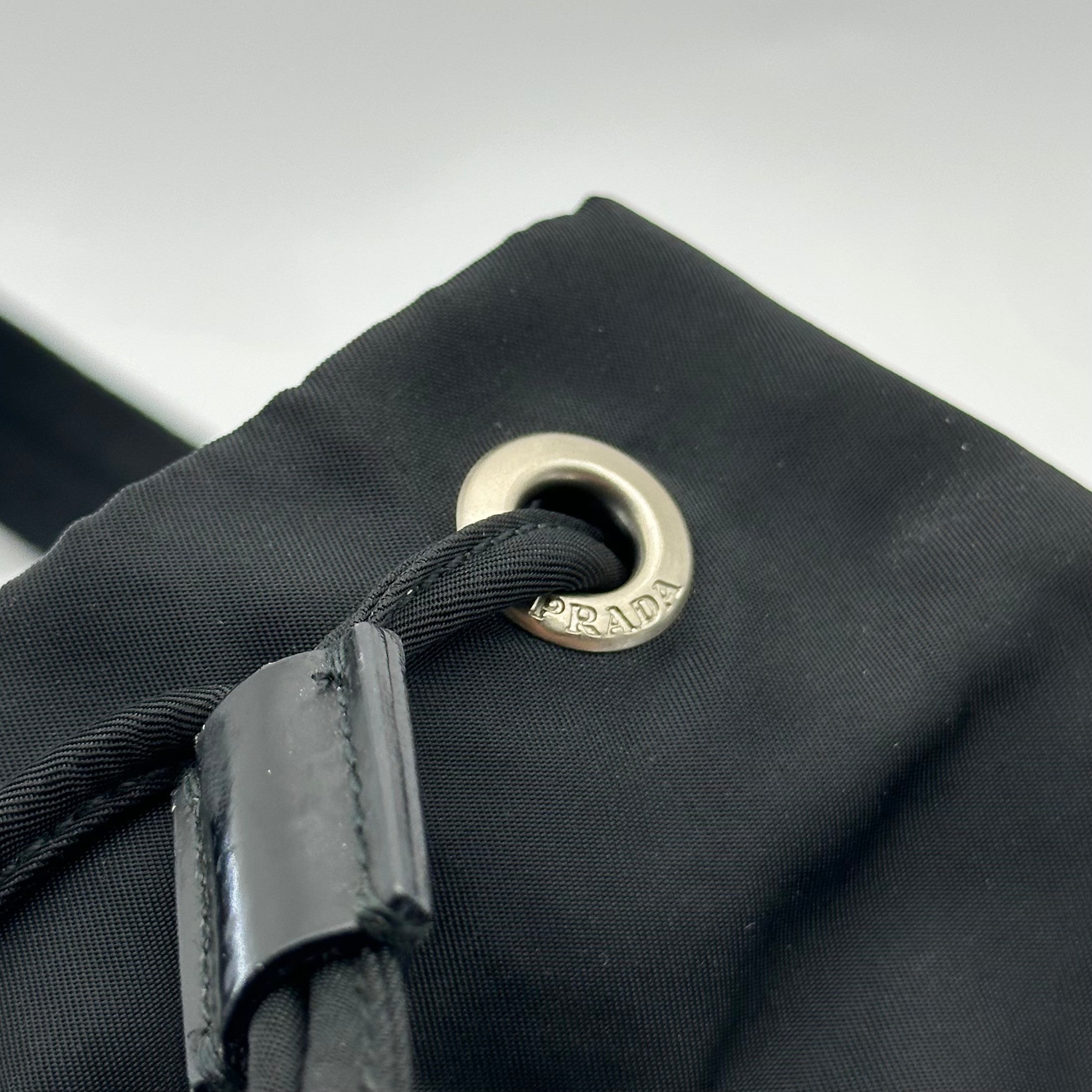 Prada Black Tessuto Nylon Vintage Drawstring Backpack