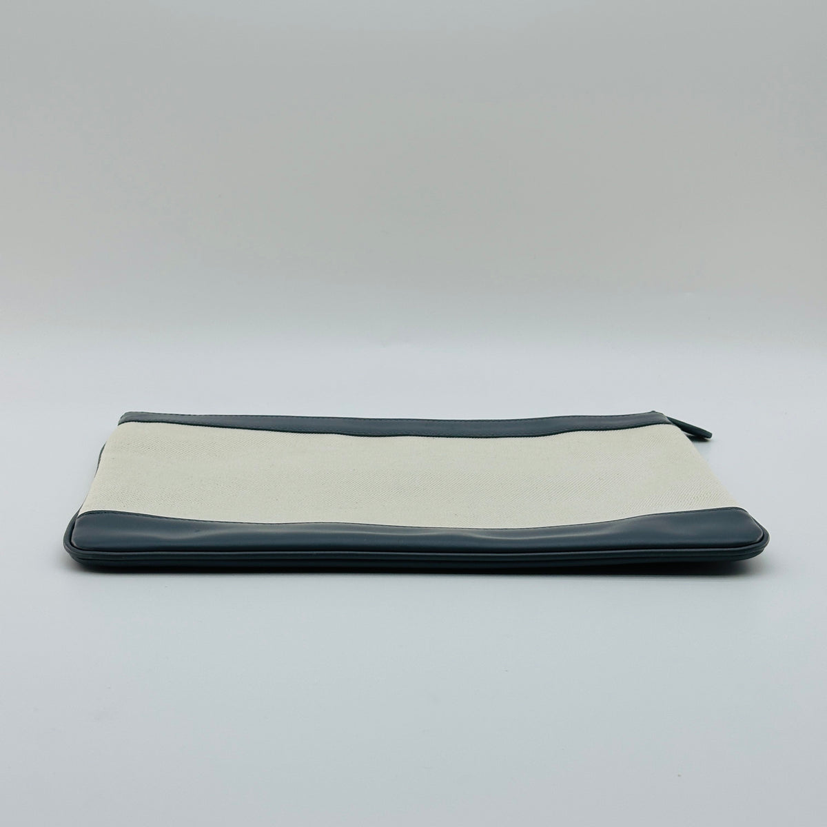 Balenciaga Cotton Canvas and Leather Navy Clip M Beige and Black Clutch Bag