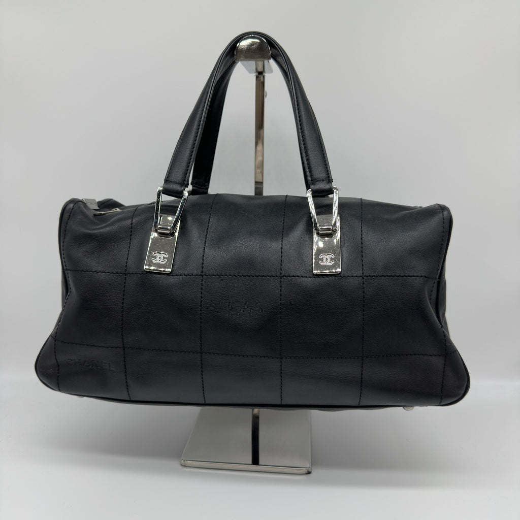 Chanel Chocolate Bar Quilted Leather Black Handbag