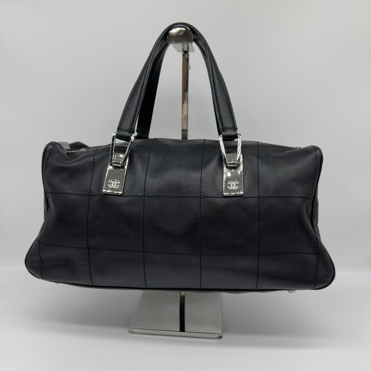 Chanel Chocolate Bar Quilted Leather Black Handbag