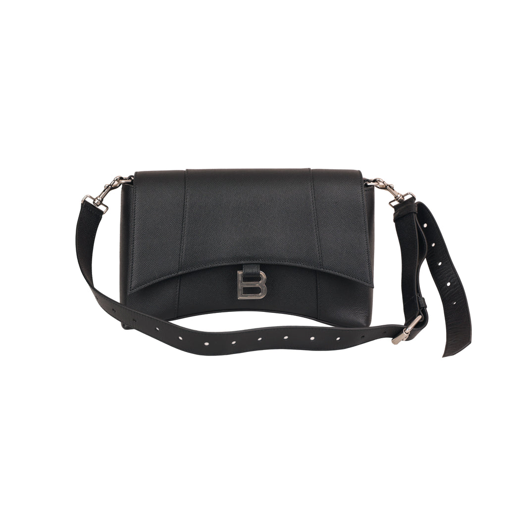 Balenciaga Downtown Bag Black Silver Hardware Shoulder Crossbody Bag