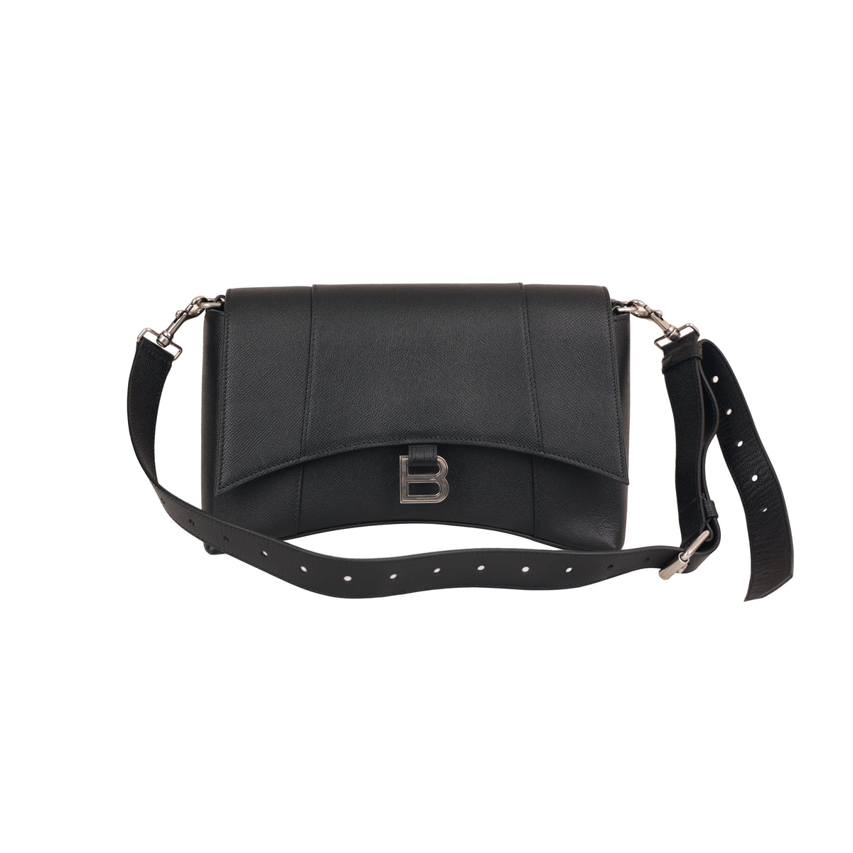 Balenciaga Downtown Bag Black Silver Hardware Shoulder Crossbody Bag