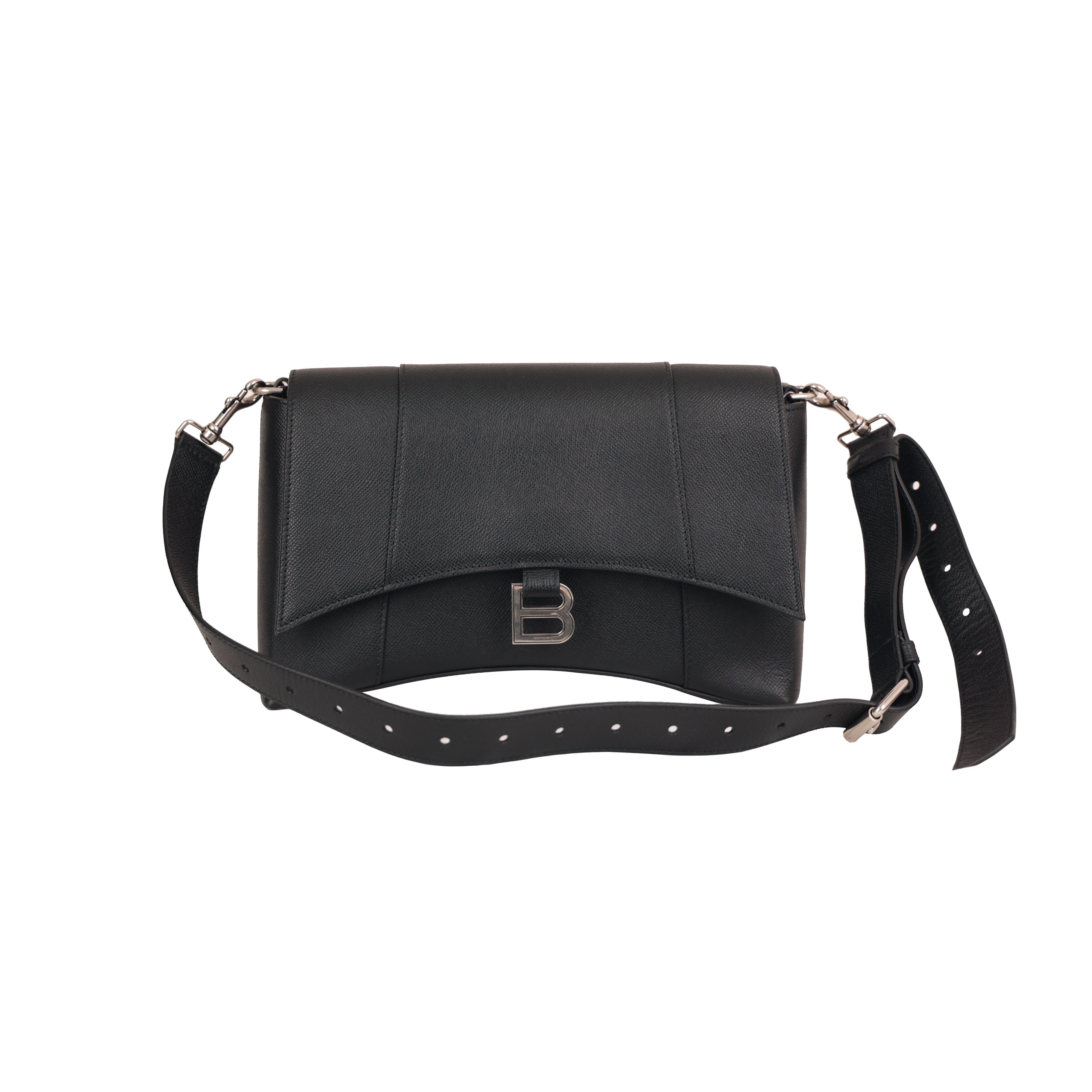 Balenciaga Downtown Bag Black Silver Hardware Shoulder Crossbody Bag