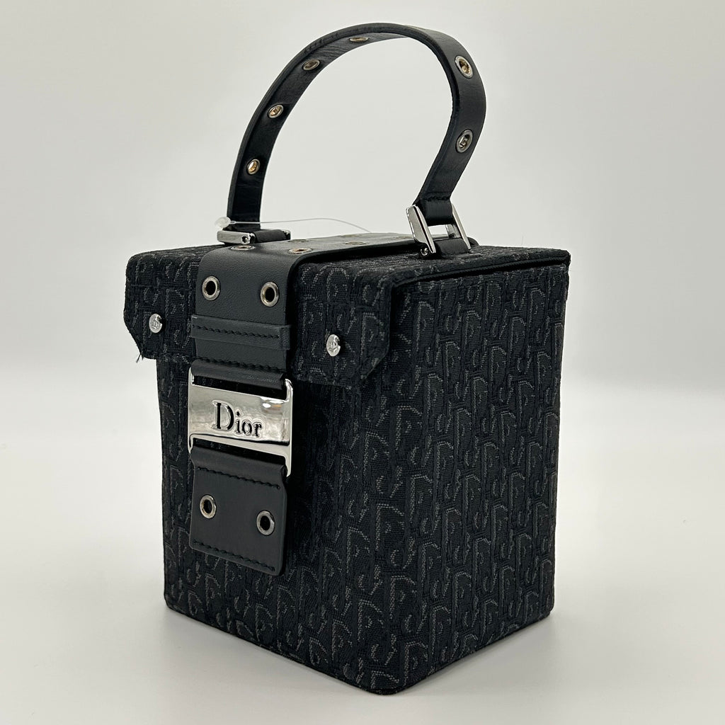 Christian Dior Trotter Monogram Vanity Bag Black Canvas Top Handle Bag Vintage