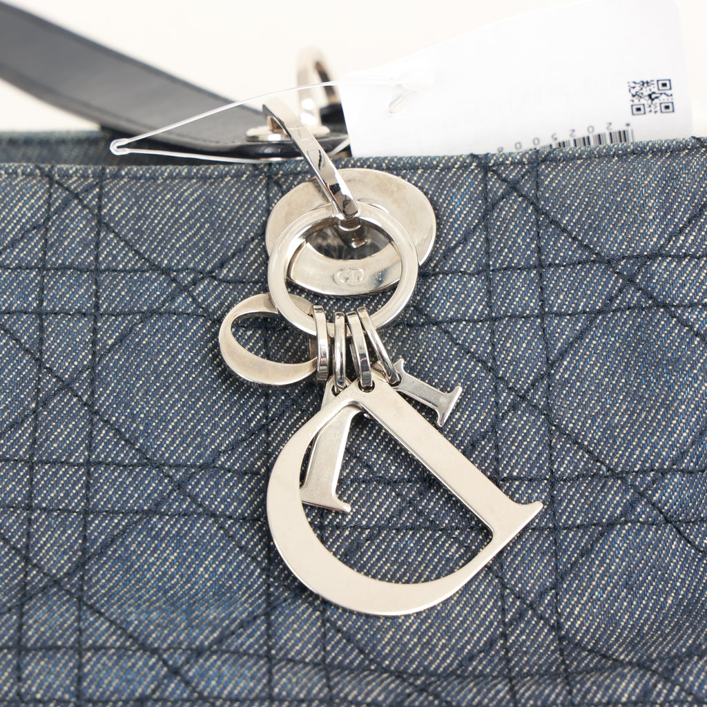 Christian Dior Denim Cannage Tote Bag Shoulder Bag