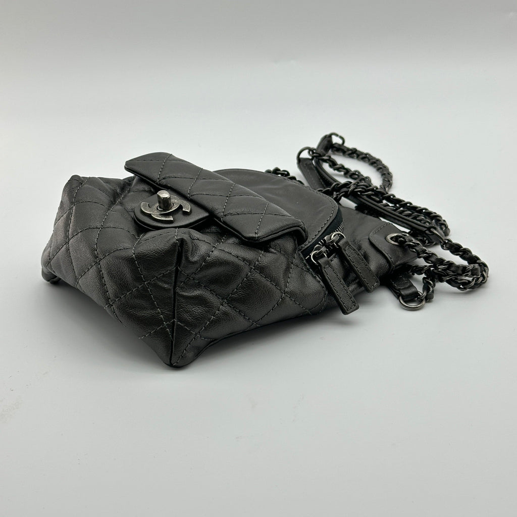 Chanel Quilted Leather Black Chain Shoulder Bag