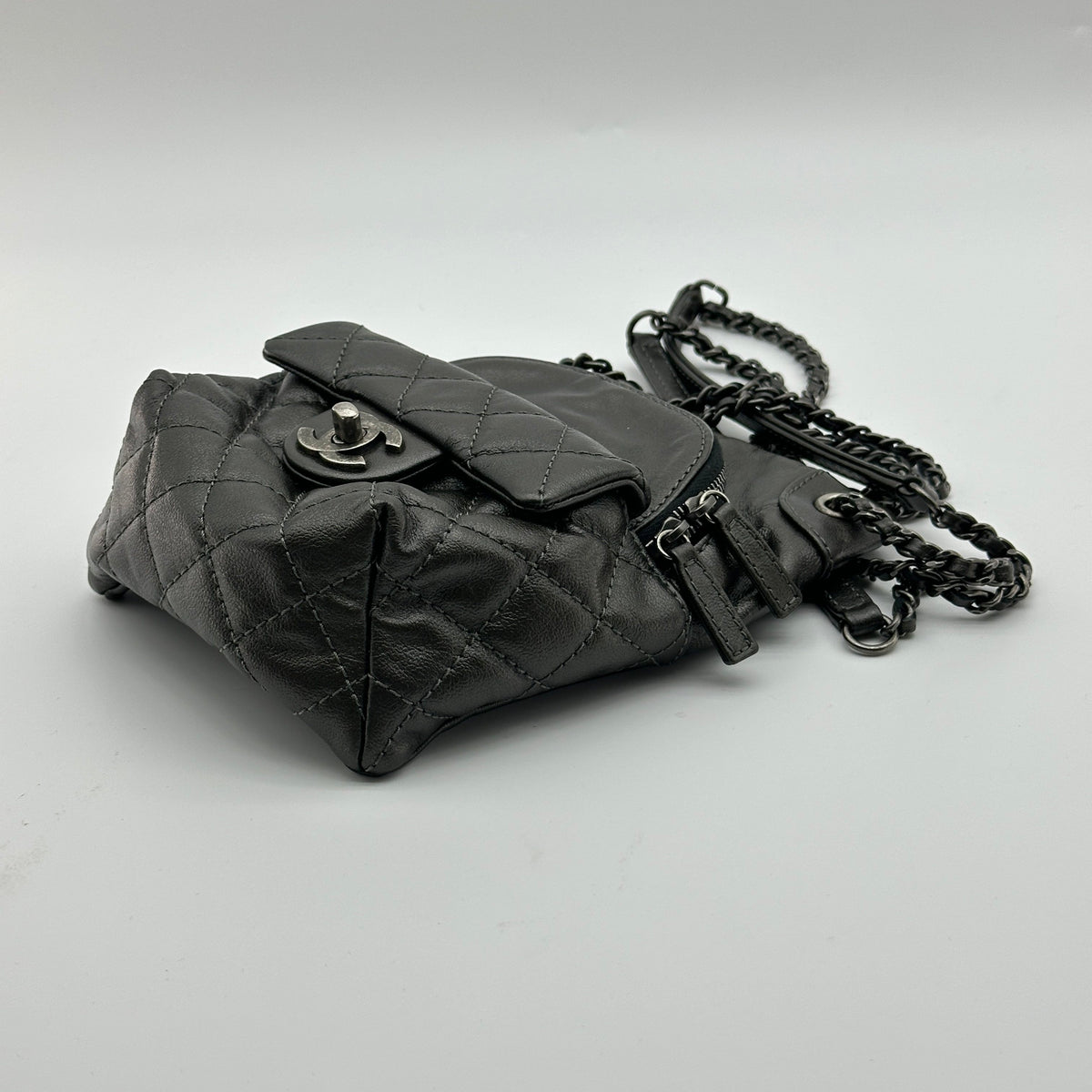 Chanel Quilted Leather Black Chain Shoulder Bag