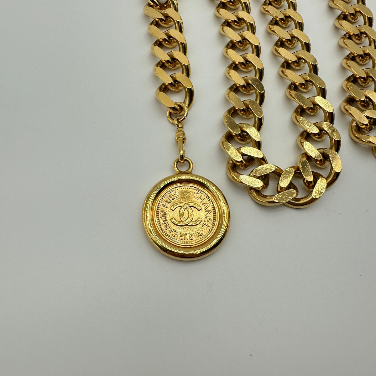 Chanel Coco Mark Medallion Gold-Tone Chain Belt