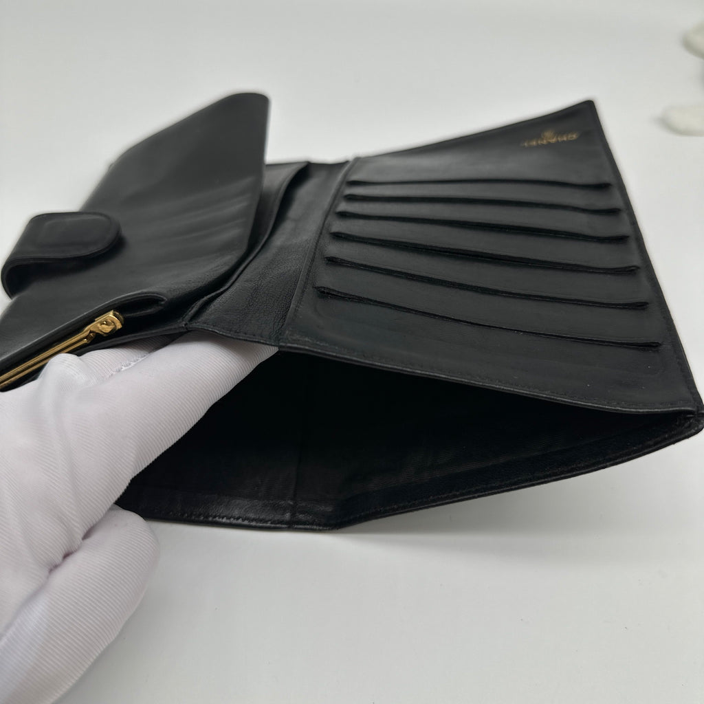Chanel Leather CC Logo Black Bifold Long Wallet