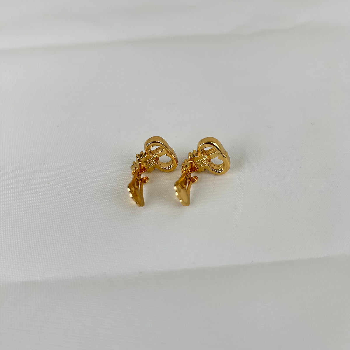 Christian Dior CD Logo Three Stone Stud Earrings Vintage