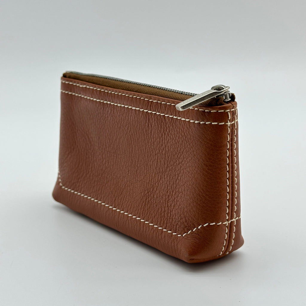 Celine Leather Macadam Logo Brown Coin Case