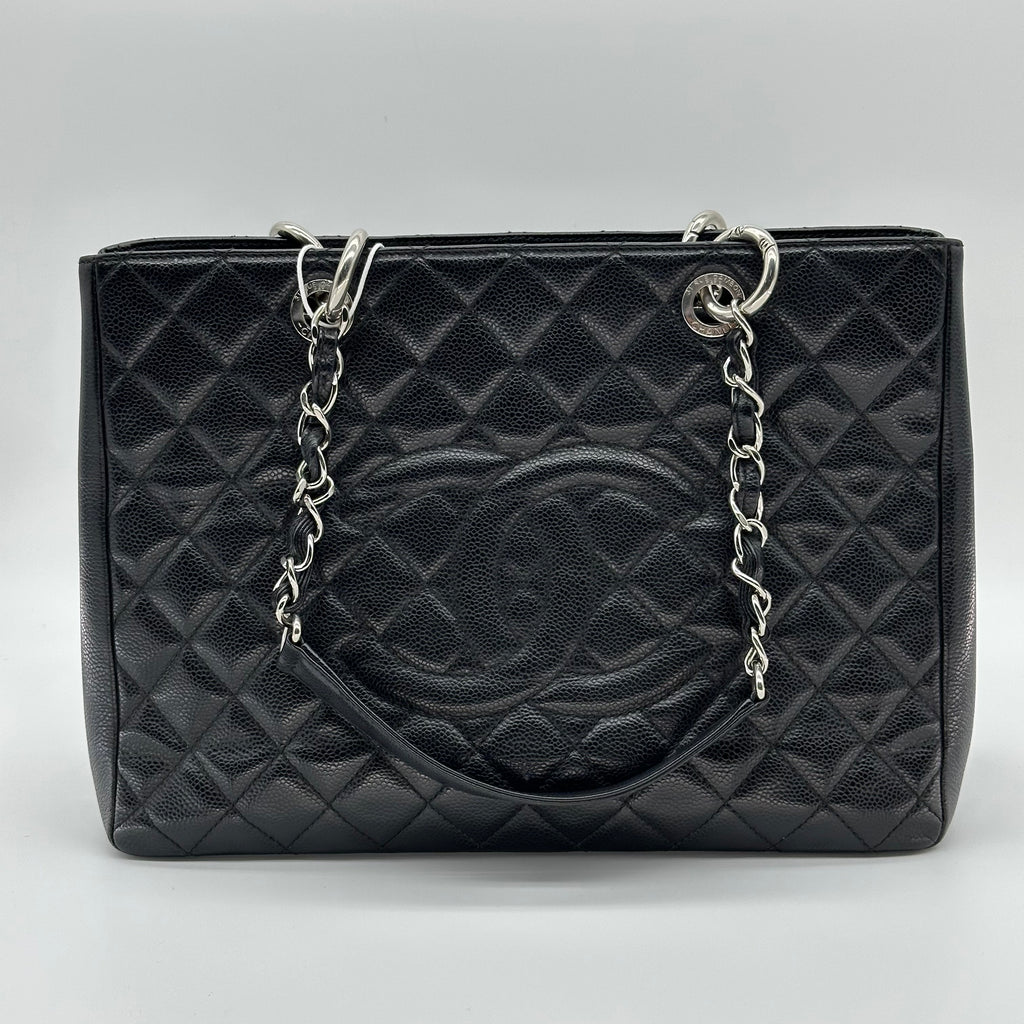 Chanel GST Caviar Leather Chain Tote Bag Black Gold Hardware 16 Series