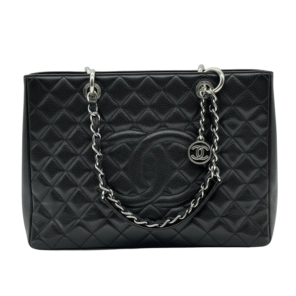 Chanel GST Caviar Leather Chain Tote Bag Black Gold Hardware 16 Series