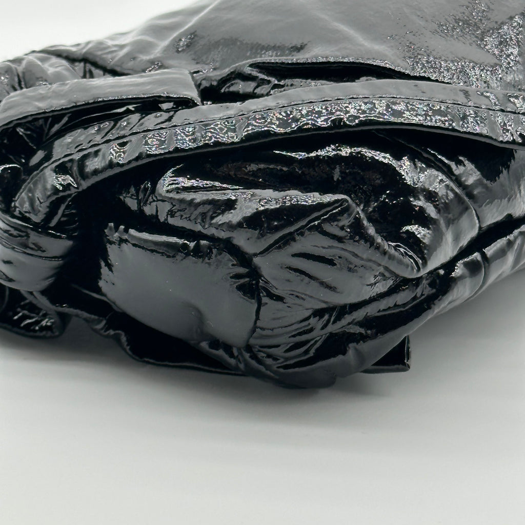 Gucci Black Patent Leather Hysteria Clutch