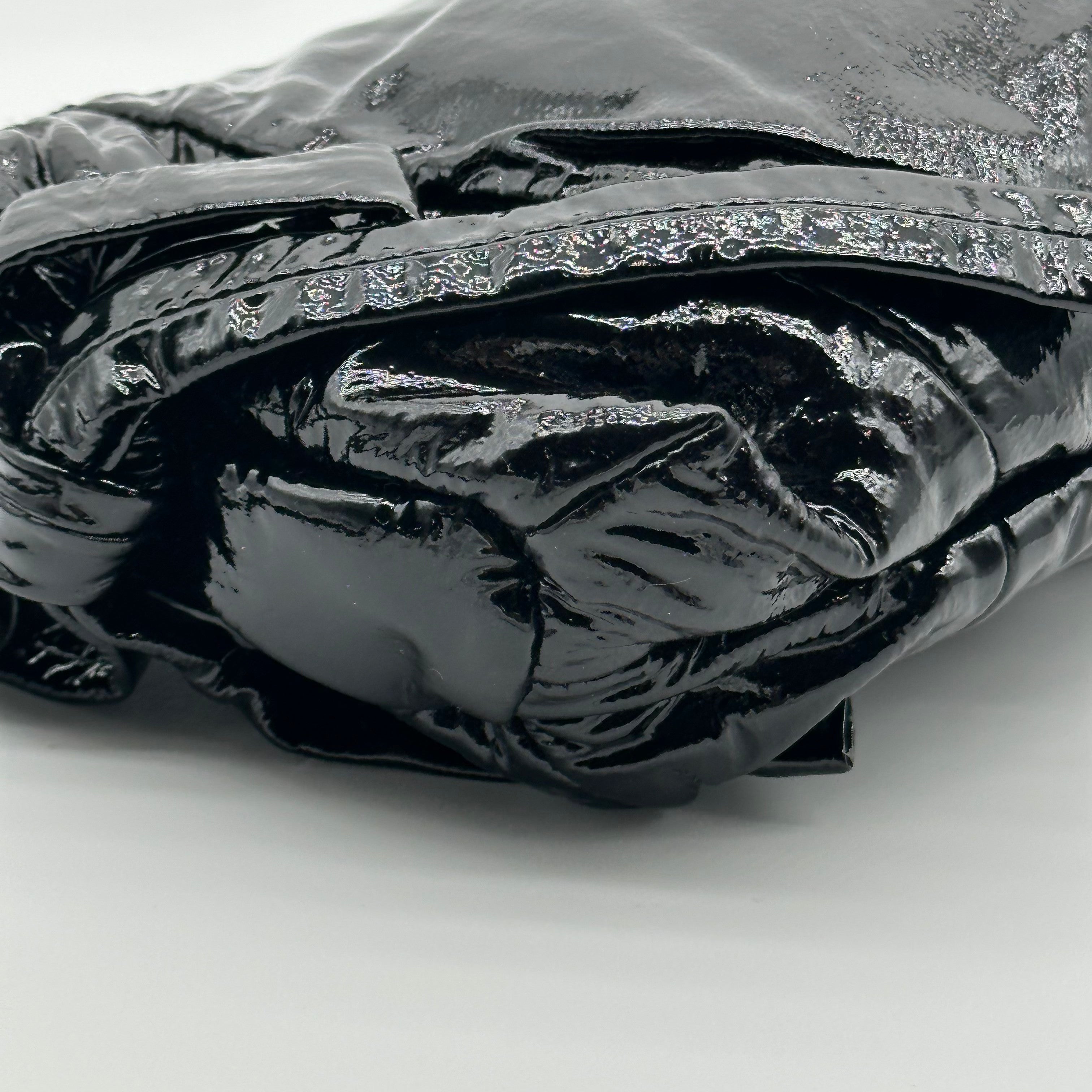 Gucci Black Patent Leather Hysteria Clutch