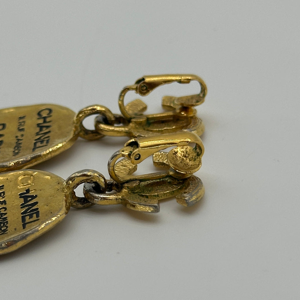 Chanel Coco Mark Cambon Plate Gold-Tone Drop Earrings
