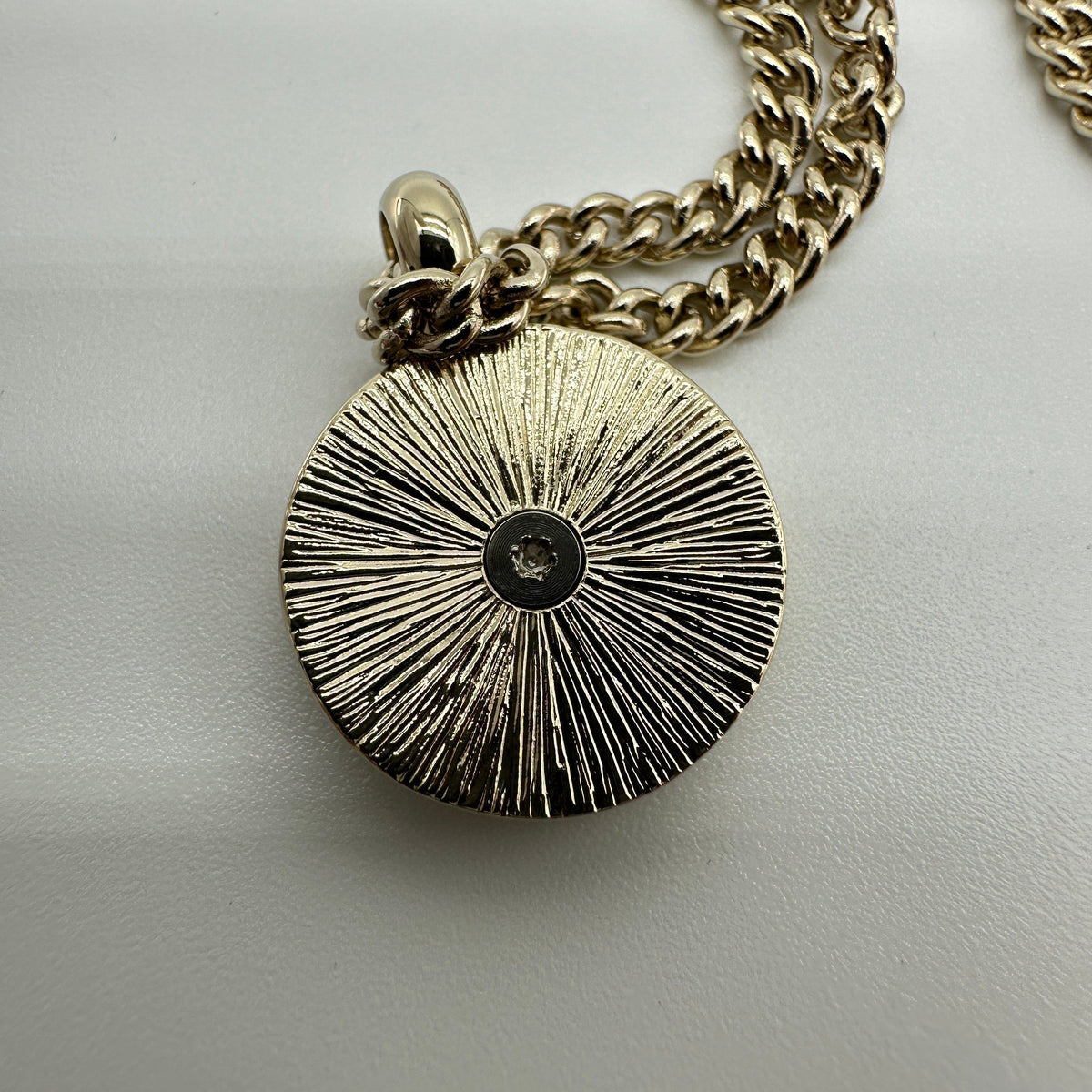 Chanel ABG026 Gold Rhinestone Coco Mark Coin Necklace