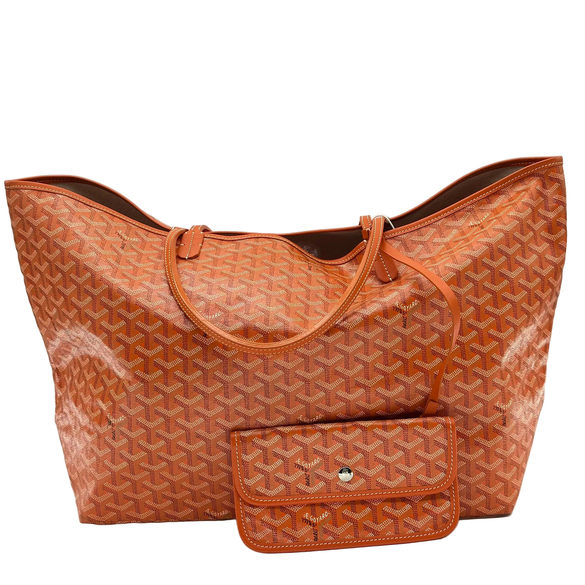 Goyard Saint Louis GM PVC & 가죽 토트백 오렌지