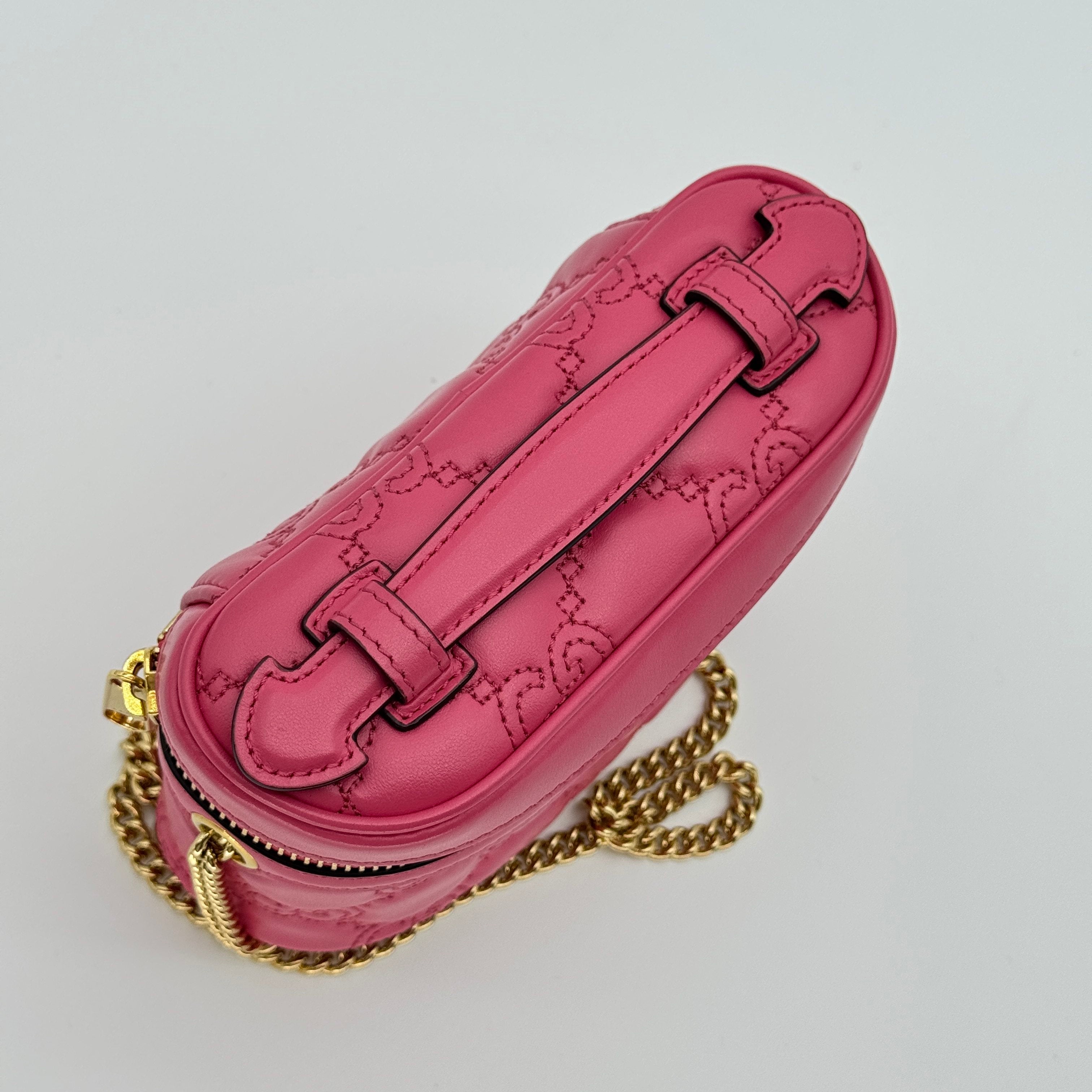 Gucci Pink GG Quilted Leather Matelassè Mini Top Handle Bag
