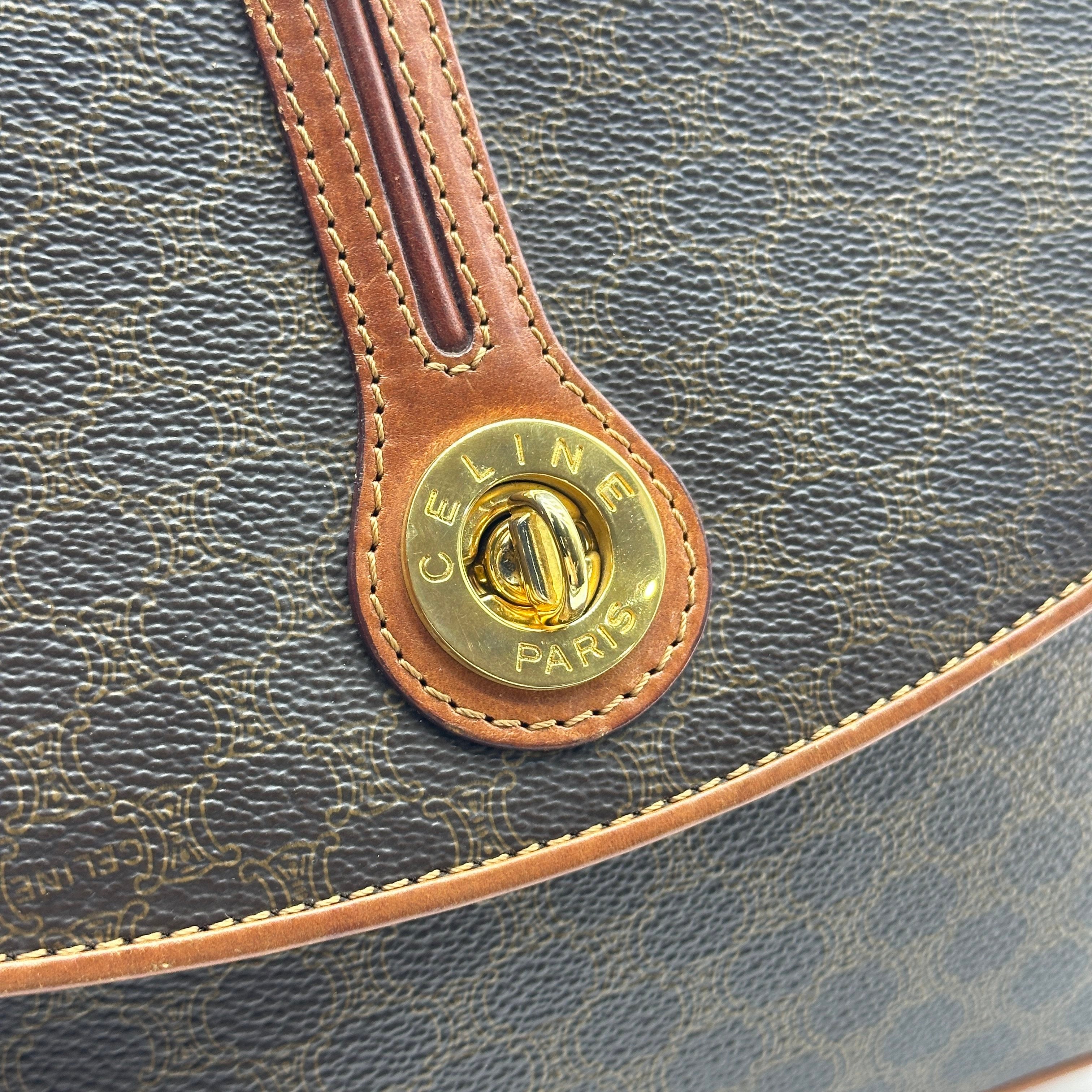 vintage celine starball brown macadam triomphe shoulder bag