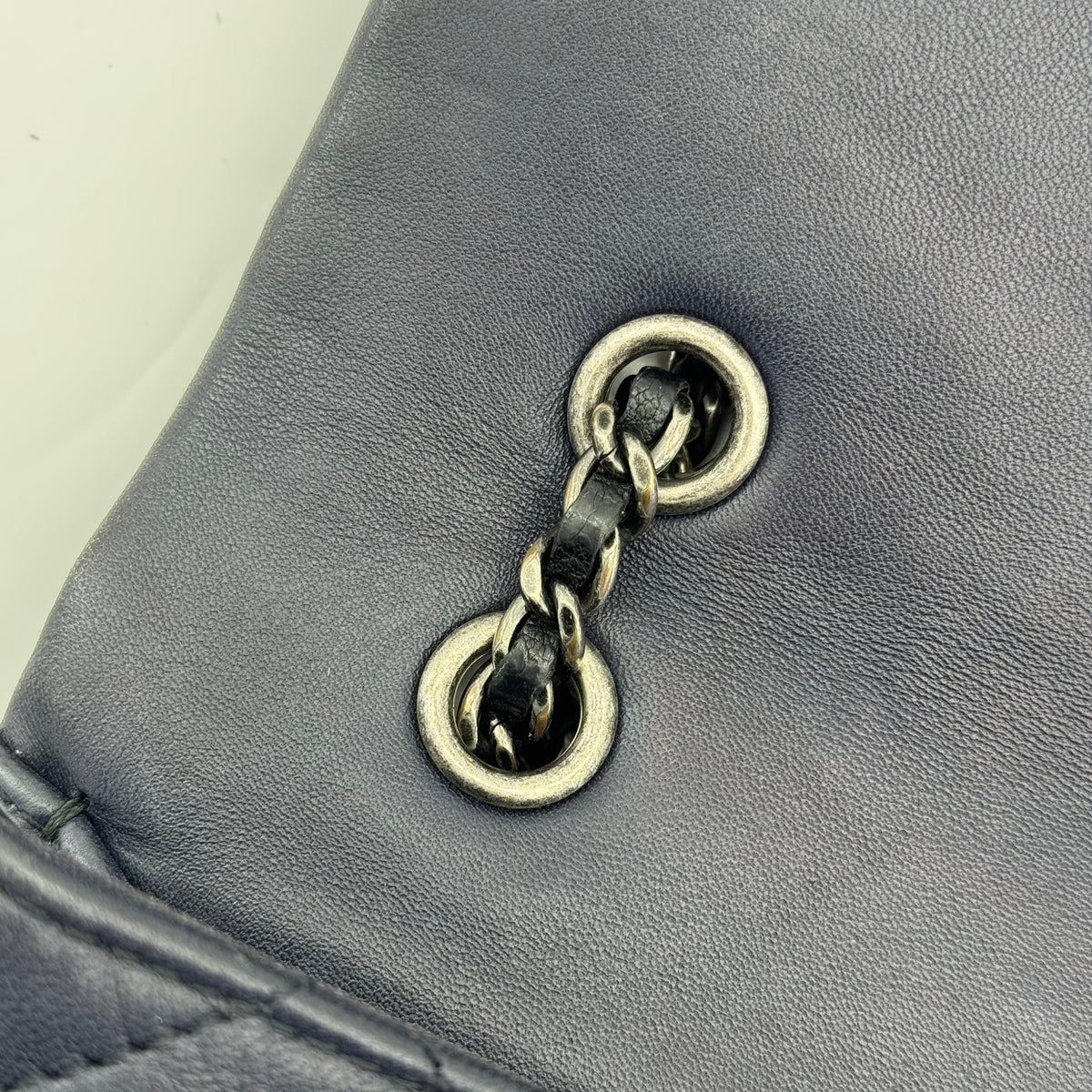 Chanel Matelasse Lambskin Single Flap Double Chain Bag Navy Blue Gunmetal Fittings 21XXXXXX