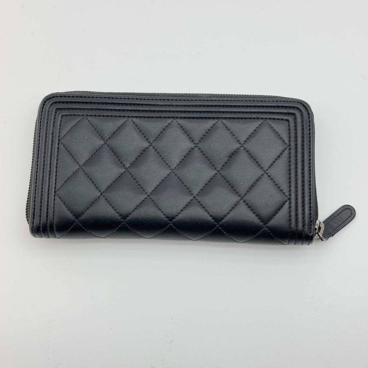 Chanel Matelasse Calfskin Boy Black Zip Around Long Wallet
