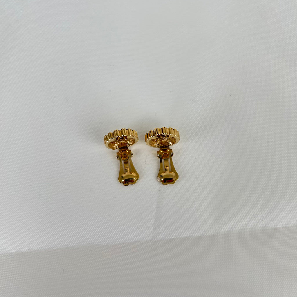 クリスチャン・ディオール Oval Rhinestone ゴールド カラー Logo イヤリング ヴィンテージ Jewelry