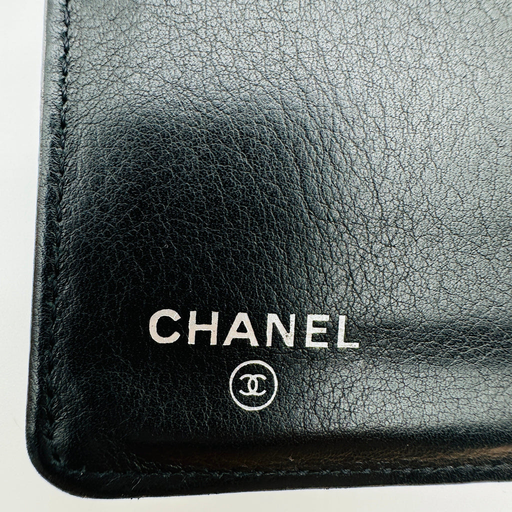Chanel Patent Leather Coco Mark Long Black Bifold Wallet