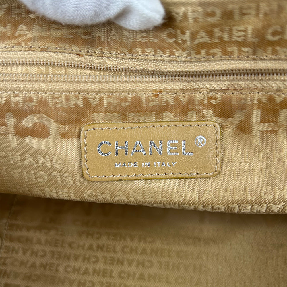 CHANEL Fringe Charm Handbag Mini Boston Bag Logo Embossed Coco Mark Engraved Silver Hardware Leather
