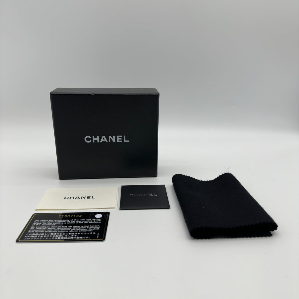 Chanel Icon Line Embossed Leather Metallic Silver Trifold Wallet