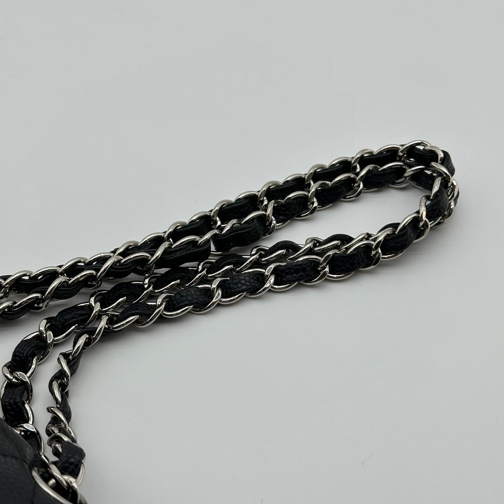 Chanel Black Caviar Medium Classic Double Flap Bag SV