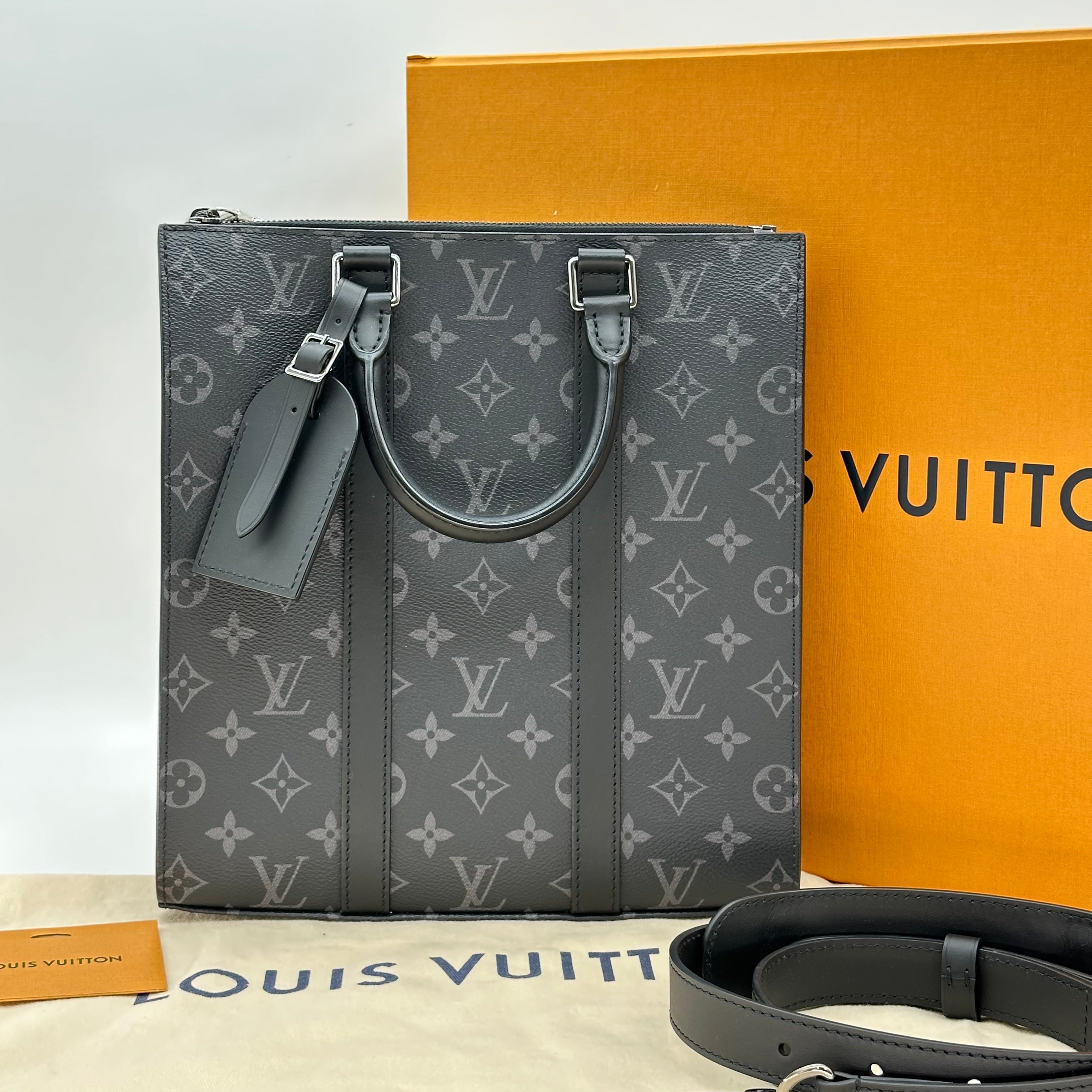 Louis Vuitton Sac Plat Cross Monogram Eclipse Coated Canvas Handbag M46456