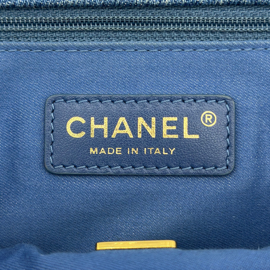 Chanel Matelasse Denim Chain Shoulder Bag Blue Gold Metal Fittings IC Chip