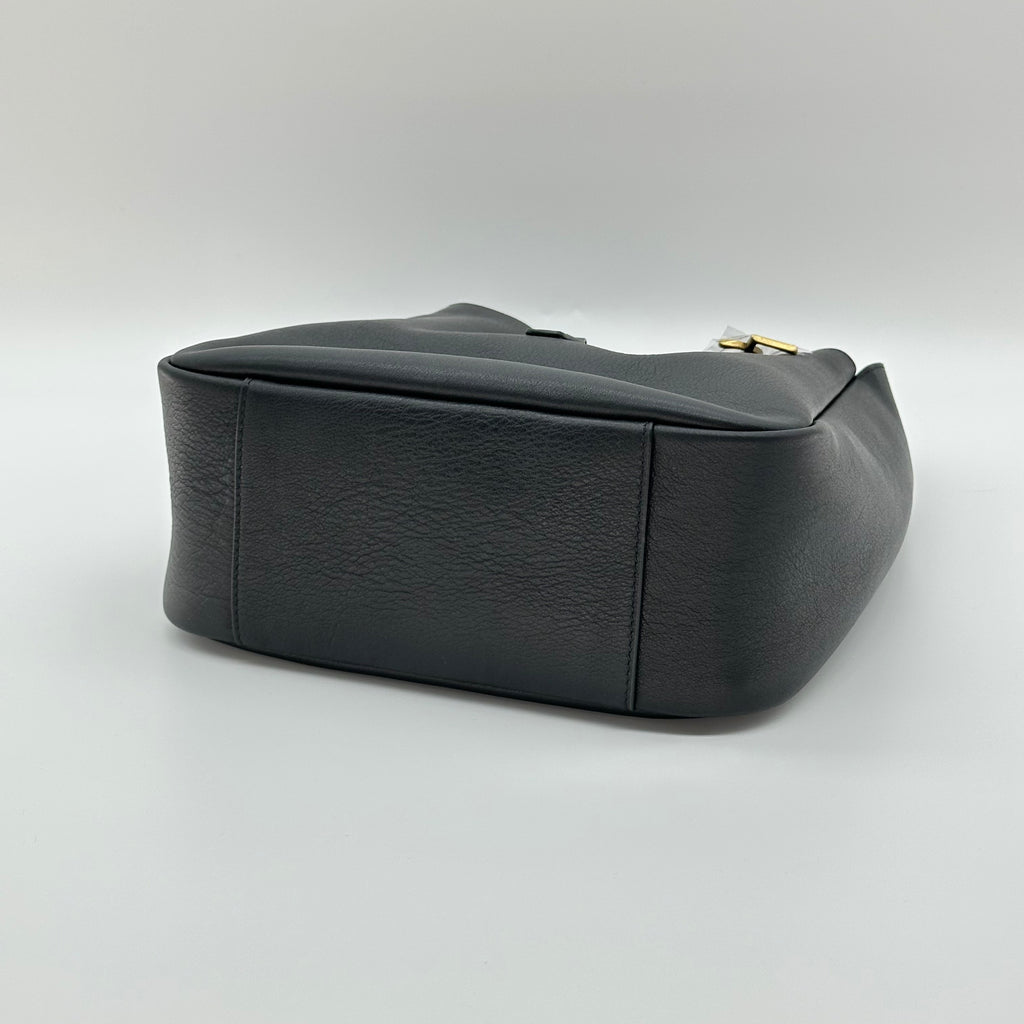 Saint Laurent Le5A7 Black Leather Bucket Hobo Shoulder Tote Bag Small