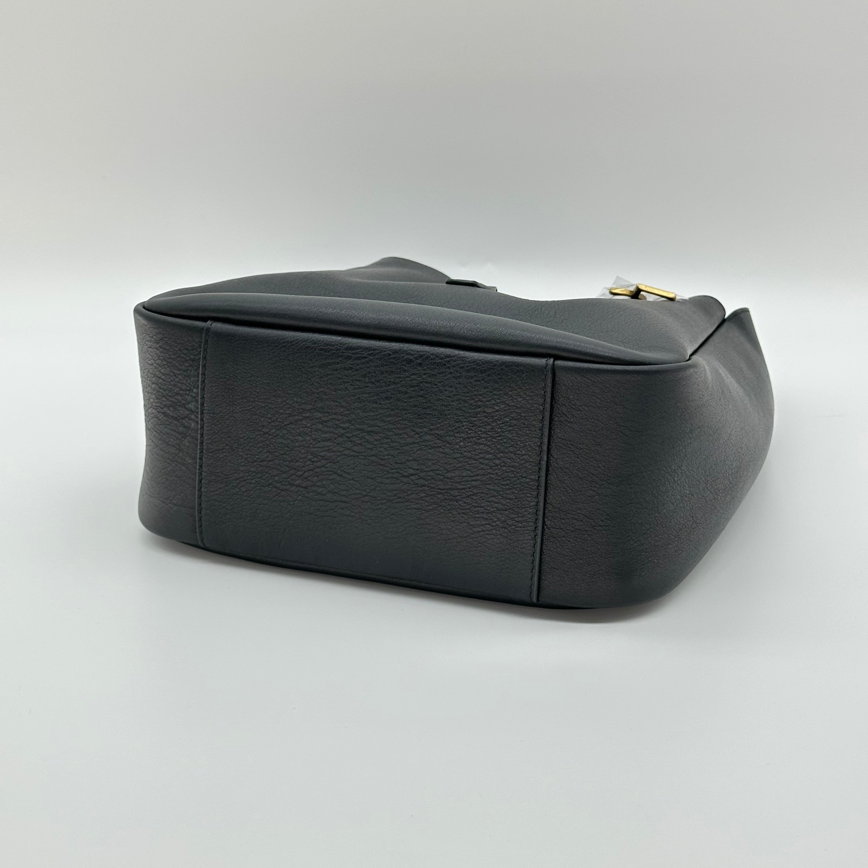 Saint Laurent Le5A7 Black Leather Bucket Hobo Shoulder Tote Bag Small