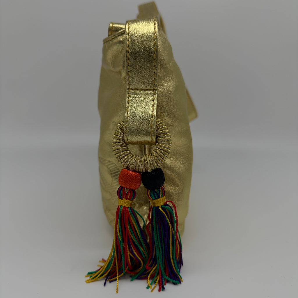 Loewe Nappa Leather Anagram Fringe Gold Shoulder Bag