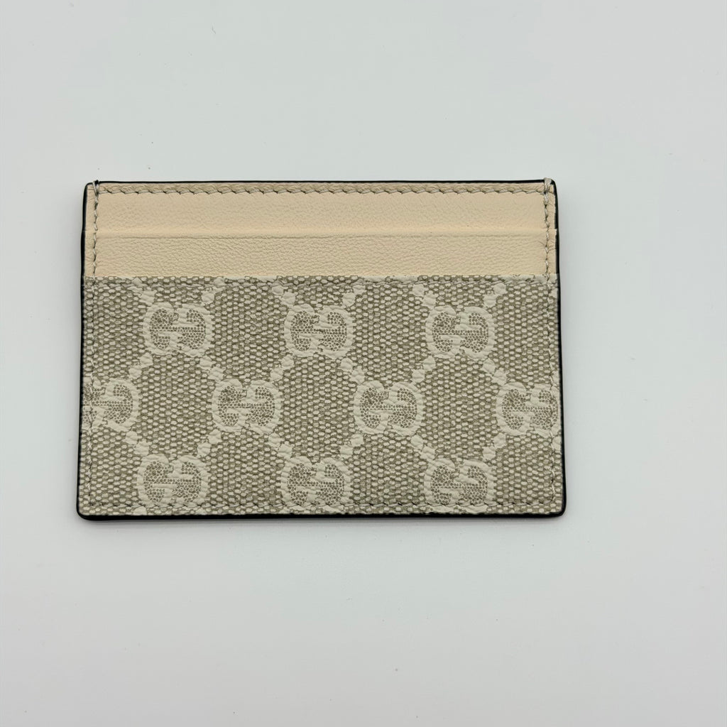 gucci gg supreme monogram gg marmont card case beige