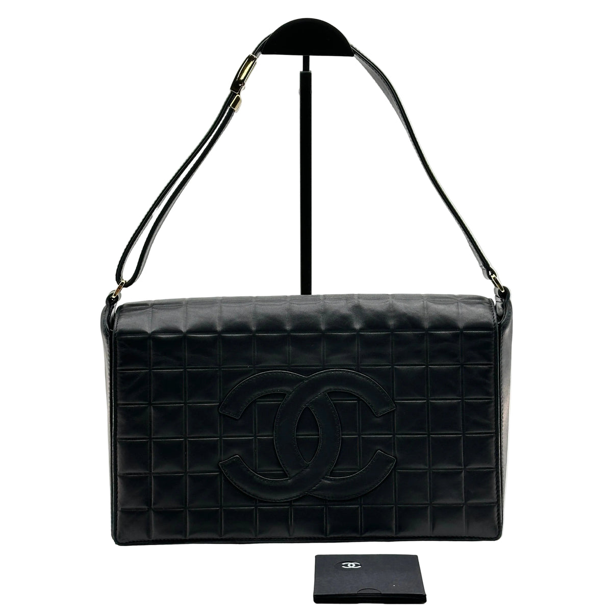 Chanel Choco Bar Quilted Black Leather Shoulder Bag