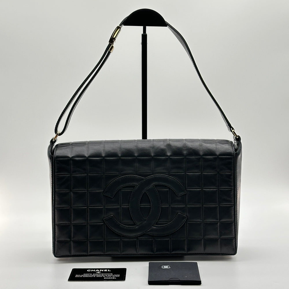 Chanel Choco Bar Quilted Black Leather Shoulder Bag